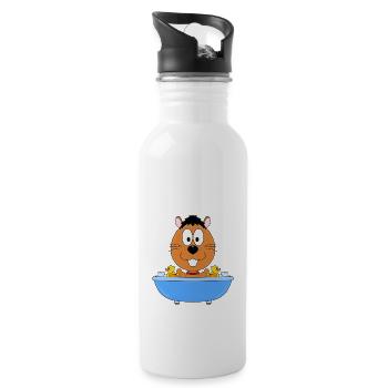 OTTER - BIBER - MARDER - BADEWANNE - TIER - Trinkflasche mit integriertem Trinkhalm - Weiß - Rechts