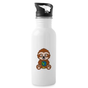 FAULTIER - WELT - GLOBUS - ERDE - KIND - BABY - Trinkflasche mit integriertem Trinkhalm - Weiß - Rechts