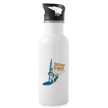 WINDSURFER - WASSERSPORT - HAMSTER - KIND - BABY - Trinkflasche mit integriertem Trinkhalm - Weiß - Rechts