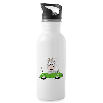 ZIEGE - AUTO - TIER - KIND - BABY - TIERISCH - Trinkflasche mit integriertem Trinkhalm - Weiß - Rechts