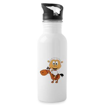 SCHAF - REITEN - PFERD - PONY - TIERE - Trinkflasche mit integriertem Trinkhalm - Weiß - Rechts