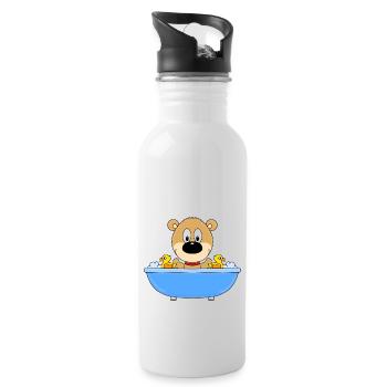 BADEWANNE - TEDDY - BÄR - TEDDYBÄR - Trinkflasche mit integriertem Trinkhalm - Weiß - Rechts