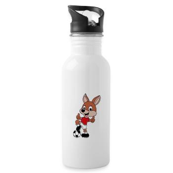KÄNGURU - FUßBALL - SPORT - TIER - KIND - BABY - Trinkflasche mit integriertem Trinkhalm - Weiß - Rechts