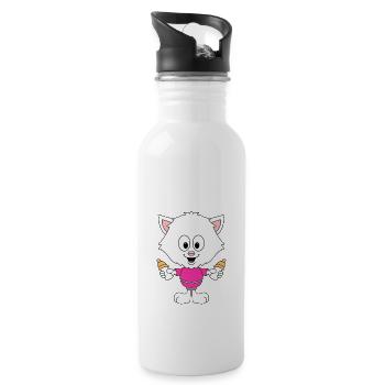 KATZE - BABY - FLÄSCHCHEN - MILCH - NACHWUCHS - Trinkflasche mit integriertem Trinkhalm - Weiß - Rechts