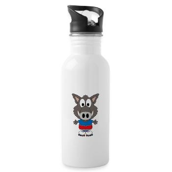 WILDSCHWEIN - INLINER - INLINE SKATES - SPORT - Trinkflasche mit integriertem Trinkhalm - Weiß - Rechts