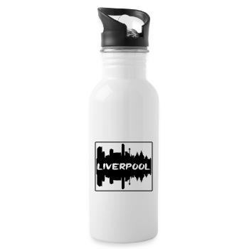 Liverpool Angleterre Skyline Silhouette Voyage Souven - Gourde avec paille intégrée - blanc - Droite