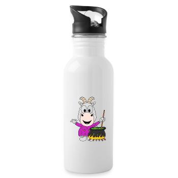 HALLOWEEN - ZIEGE - KOCHEN - HEXE - TIER - Trinkflasche mit integriertem Trinkhalm - Weiß - Rechts