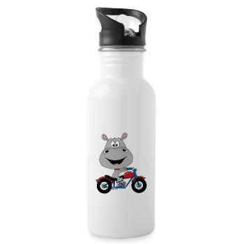 NILPFERD - MOTORRAD - TIER - KIND - BABY - Trinkflasche mit integriertem Trinkhalm - Weiß - Rechts