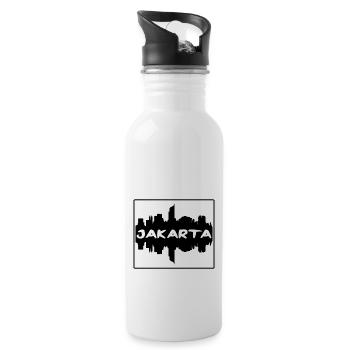 Jakarta Indonesia Skyline Silhouette Travel Souven - Water bottle with straw - white - Right
