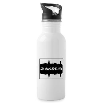 Zagreb Croatie Skyline Silhouette Souvenir de voyage - Gourde avec paille intégrée - blanc - Droite