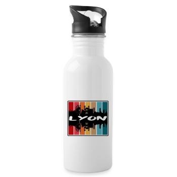 Lyon France Skyline Silhouette Voyage Souvenir - Gourde avec paille intégrée - blanc - Droite