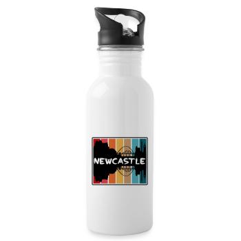 Newcastle England Skyline Silhouette Travel Souven - Water bottle with straw - white - Right