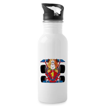 MEERSCHWEINCHEN - AUTO - RENNFAHRER - TIER - Trinkflasche mit integriertem Trinkhalm - Weiß - Rechts