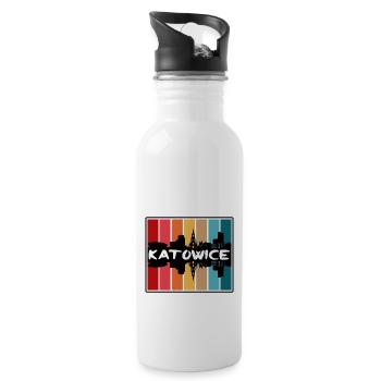 Katowice Poland Skyline Silhouette Travel Souvenir - Water bottle with straw - white - Right