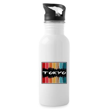Tokyo Japan Skyline Silhouette Reisesouvenir - Trinkflasche mit integriertem Trinkhalm - Weiß - Rechts