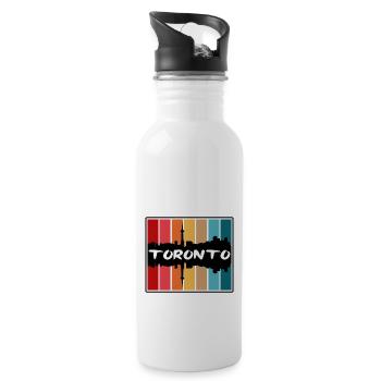 Toronto Canada Skyline Silhouette Travel Souvenir - Water bottle with straw - white - Right