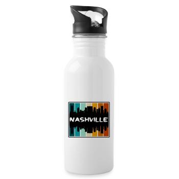 Nashville Tennessee USA Skyline Silhouette Reisen - Trinkflasche mit integriertem Trinkhalm - Weiß - Rechts
