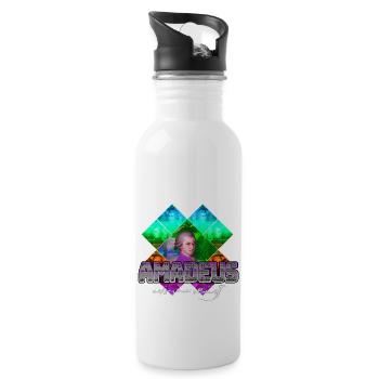 Mozart Pop Art | Wolfgang Amadeus Mozart Gift - Water bottle with straw - white - Right