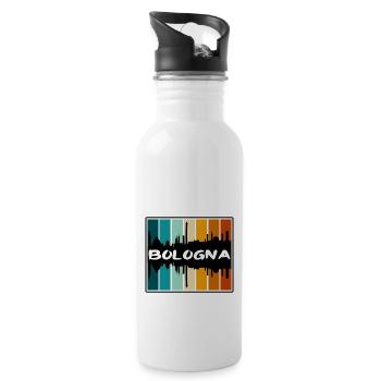 Bologna Italy Skyline Silhouette Travel Souvenir - Water bottle with straw - white - Right