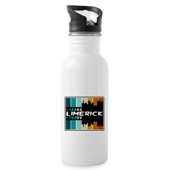 Limerick Irland Skyline Silhouette Reise Souveni - Trinkflasche mit integriertem Trinkhalm - Weiß - Rechts