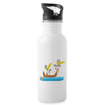 MÖWEN - BOOT - SCHIFF - GONDOLIERE - LIEBE - Trinkflasche mit integriertem Trinkhalm - Weiß - Rechts