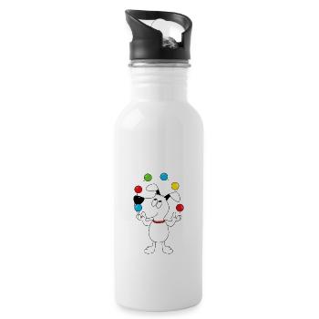 HUND - BÄLLE - JONGLIEREN - ZIRKUS - TIER - Trinkflasche mit integriertem Trinkhalm - Weiß - Rechts