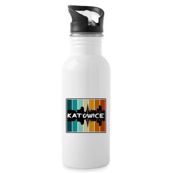 Katowice Poland Skyline Silhouette Travel Souvenir - Water bottle with straw - white - Right