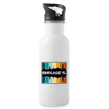 Bruges Belgique Skyline Silhouette Souvenir de voyage - Gourde avec paille intégrée - blanc - Droite