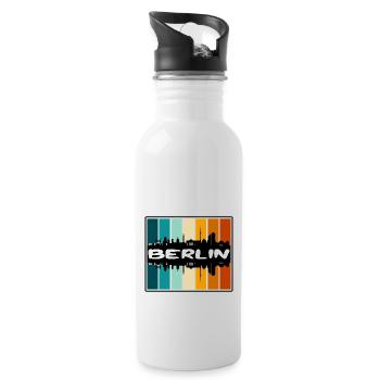 Berlin Deutschland Skyline Silhouette Reisesouvenir - Trinkflasche mit integriertem Trinkhalm - Weiß - Rechts