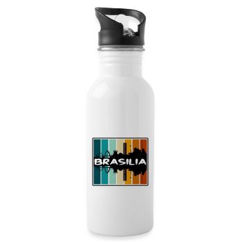 Brasilia Brazil Skyline Silhouette Travel Souvenir - Water bottle with straw - white - Right