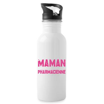 J'ai deux titres maman et Pharmacienne.Cadeau Mère - Gourde avec paille intégrée - blanc - Droite