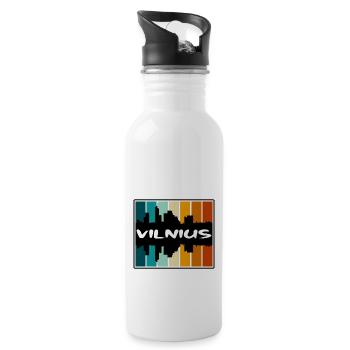 Vilnius Lithuania Skyline Silhouette Travel Souven - Water bottle with straw - white - Right