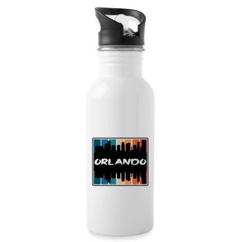 Orlando Florida Usa Skyline Silhouette Travel Souv - Water bottle with straw - white - Right