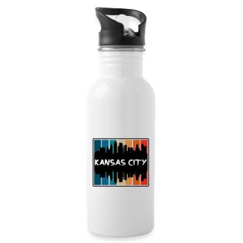 Kansas City Missouri Usa Skyline Silhouette Travel - Water bottle with straw - white - Right