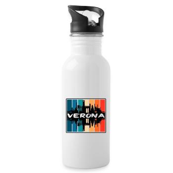Vérone Italie Skyline Silhouette Souvenir de voyage - Gourde avec paille intégrée - blanc - Droite