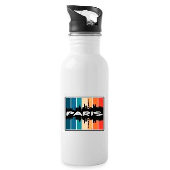 Paris France Skyline Silhouette Travel Souvenir - Water bottle with straw - white - Right