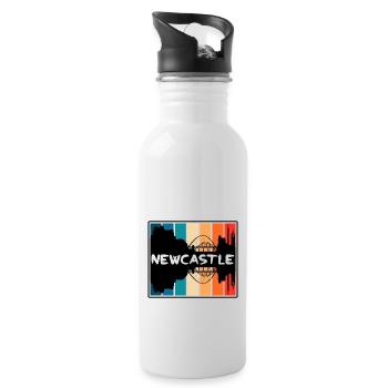 Newcastle England Skyline Silhouette Travel Souven - Water bottle with straw - white - Right