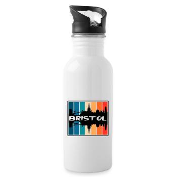 Bristol England Skyline Silhouette Travel Souvenir - Water bottle with straw - white - Right