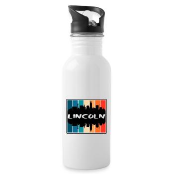 Lincoln Nebraska Usa Skyline Silhouette Travel Sou - Water bottle with straw - white - Right