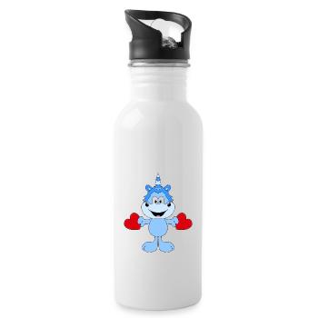 EINHORN - LIEBE - LOVE - HERZEN - VERLIEBT - Trinkflasche mit integriertem Trinkhalm - Weiß - Rechts