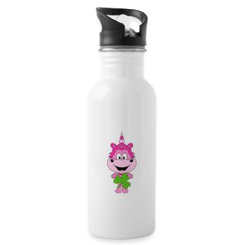 EINHORN - KLEEBLATT - KIND - BABY - Trinkflasche mit integriertem Trinkhalm - Weiß - Rechts