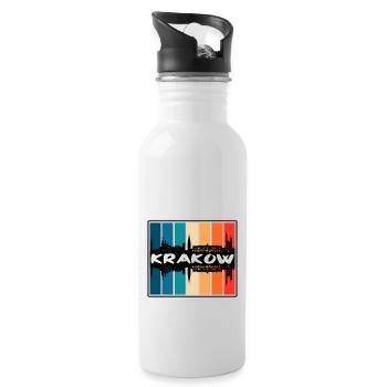 Krakow Poland Skyline Silhouette Travel Souvenir - Water bottle with straw - white - Right