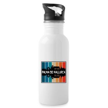 Palma De Mallorca Spain Skyline Silhouette Travel - Water bottle with straw - white - Right