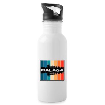 Malaga Espagne Skyline Silhouette Voyage Souvenir - Gourde avec paille intégrée - blanc - Droite