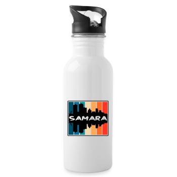 Samara Russie Skyline Silhouette Souvenir de voyage - Gourde avec paille intégrée - blanc - Droite