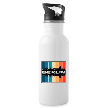 Berlin Deutschland Skyline Silhouette Reisesouvenir - Trinkflasche mit integriertem Trinkhalm - Weiß - Rechts