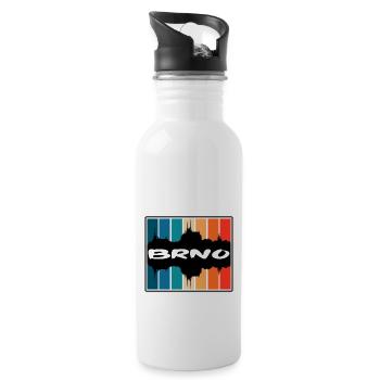 Brünn Tschechien Skyline Silhouette Reise Souvenir - Trinkflasche mit integriertem Trinkhalm - Weiß - Rechts