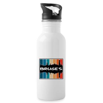 Bruges Belgique Skyline Silhouette Souvenir de voyage - Gourde avec paille intégrée - blanc - Droite