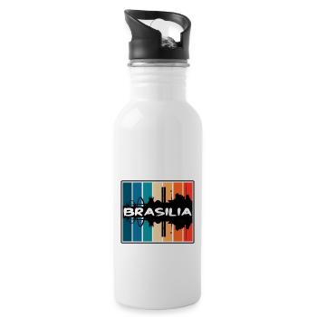 Brasilia Brazil Skyline Silhouette Travel Souvenir - Water bottle with straw - white - Right