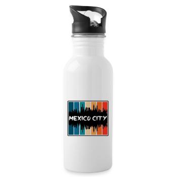 Mexico City Mexico Skyline Silhouette Travel Souve - Water bottle with straw - white - Right